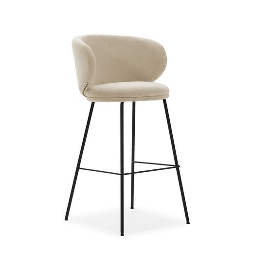 Sgabello alto, 54 x 51 x 88 cm, in tessuto beige e nero | Collezione Rush