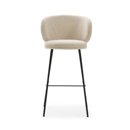 Sgabello alto, 54 x 51 x 88 cm, in tessuto beige e nero | Collezione Rush