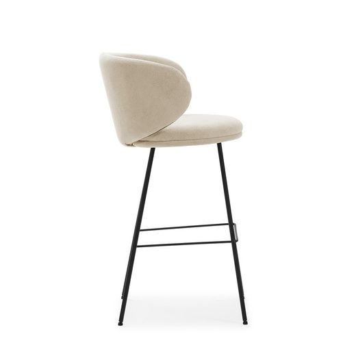 Sgabello alto, 54 x 51 x 88 cm, in tessuto beige e nero | Collezione Rush