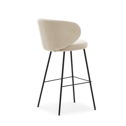 Sgabello alto, 54 x 51 x 88 cm, in tessuto beige e nero | Collezione Rush