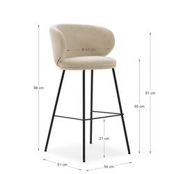 Sgabello alto, 54 x 51 x 88 cm, in tessuto beige e nero | Collezione Rush