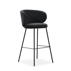 Taburete alto, 54 x 51 x 88 cm, de tejido en gris oscuro y negro | Colección Rush