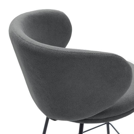 Taburete alto, 54 x 51 x 88 cm, de tejido en gris oscuro y negro | Colección Rush