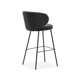 Taburete alto, 54 x 51 x 88 cm, de tejido en gris oscuro y negro | Colección Rush