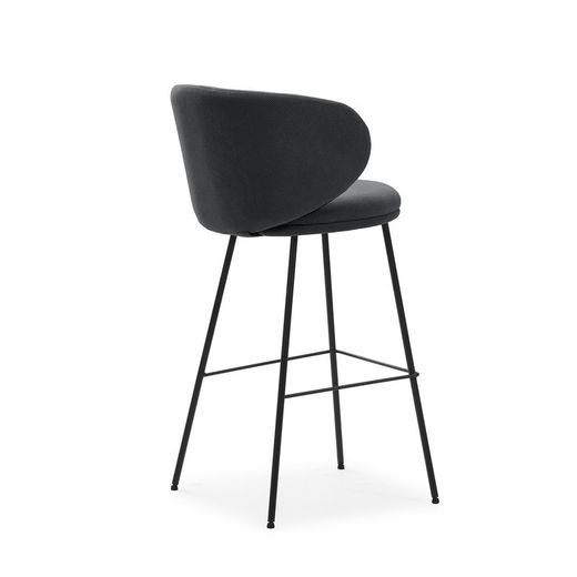 Taburete alto, 54 x 51 x 88 cm, de tejido en gris oscuro y negro | Colección Rush