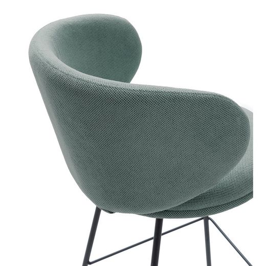 Sgabello alto, 54 x 51 x 88 cm, in tessuto verde e nero | Collezione Rush