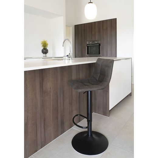 Sgabello alto regolabile in altezza, 43 x 43 x 108 cm, in microfibra grigio scuro | Collezione Middelfart