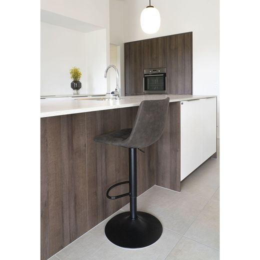 Sgabello alto regolabile in altezza, 43 x 43 x 108 cm, in microfibra grigio scuro | Collezione Middelfart