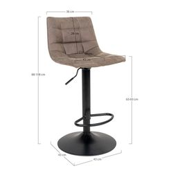 Sgabello alto regolabile in altezza, 43 x 43 x 108 cm, in microfibra colore terra | Collezione Middelfart