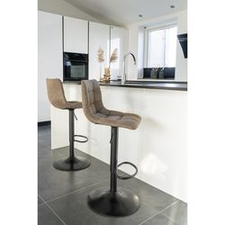 Sgabello alto regolabile in altezza, 43 x 43 x 108 cm, in microfibra colore terra | Collezione Middelfart