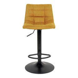 Sgabello alto regolabile in altezza, 43 x 43 x 108 cm, in velluto color mostarda | Collezione Middelfart