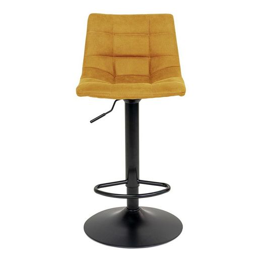 Sgabello alto regolabile in altezza, 43 x 43 x 108 cm, in velluto color mostarda | Collezione Middelfart