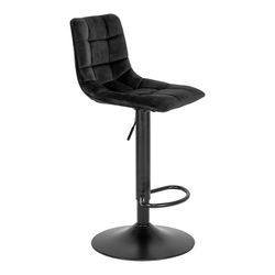 Sgabello alto regolabile in altezza, 43 x 43 x 108 cm, in velluto nero | Collezione Middelfart