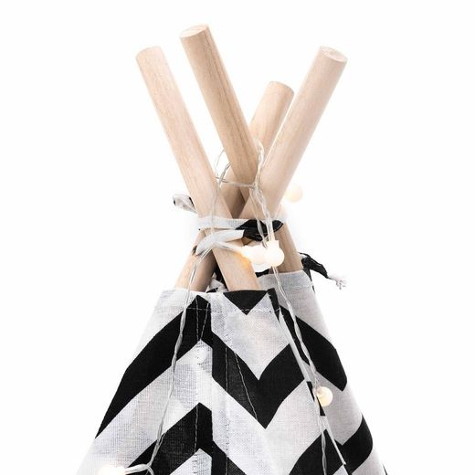 Tenda per bambini Montessori, 120 x 120 x 150 cm, in legno di paulownia e tessuto bianco e nero | Collezione Koda