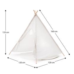 Tenda per bambini Montessori, 120 x 120 x 150 cm, in legno di paulownia e tessuto bianco | Collezione Koda
