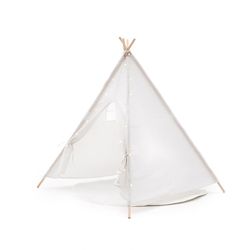 Tenda per bambini Montessori, 120 x 120 x 150 cm, in legno di paulownia e tessuto bianco | Collezione Koda