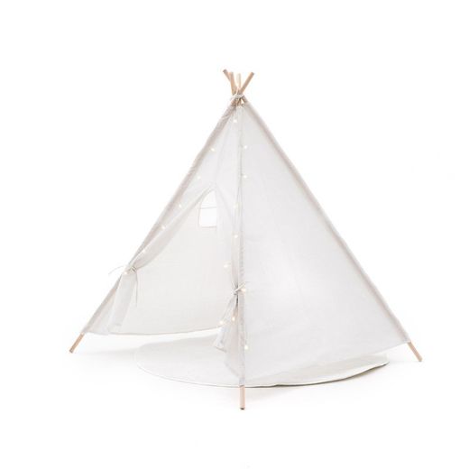 Tenda per bambini Montessori, 120 x 120 x 150 cm, in legno di paulownia e tessuto bianco | Collezione Koda