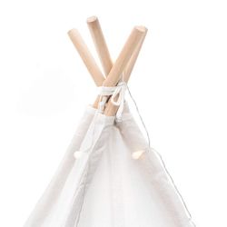 Tenda per bambini Montessori, 120 x 120 x 150 cm, in legno di paulownia e tessuto bianco | Collezione Koda