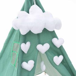 Tenda per bambini Montessori, 80 x 80 x 110 cm, in legno di paulownia e tessuto verde | Collezione Kalpana