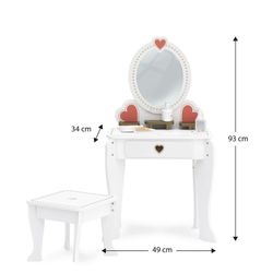 Tocador infantil, 49 x 34 x 97 cm, de madera en blanco | Colección Beauty Center