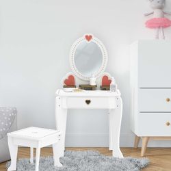 Tocador infantil, 49 x 34 x 97 cm, de madera en blanco | Colección Beauty Center