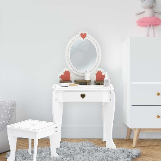 Tocador infantil, 49 x 34 x 97 cm, de madera en blanco | Colección Beauty Center
