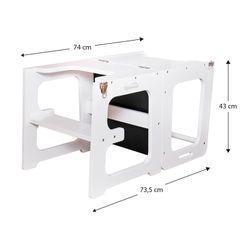 Tavolo da studio evolutivo, 43 x 40 x 86,5 cm, in legno bianco e nero | Collezione Evolutive II