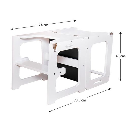Tavolo da studio evolutivo, 43 x 40 x 86,5 cm, in legno bianco e nero | Collezione Evolutive II