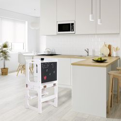 Tavolo da studio evolutivo, 43 x 40 x 86,5 cm, in legno bianco e nero | Collezione Evolutive II