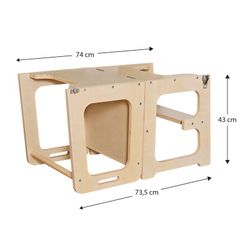 Tavolo da disegno evolutivo, 43 x 40 x 86,5 cm, in legno naturale | Collezione Evolutive II