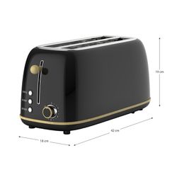 Tostador XL en negro, 42 x 18 x 19 cm | Kaito