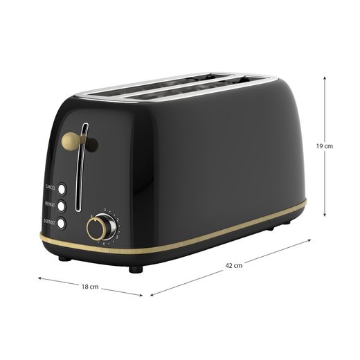 Tostador XL en negro, 42 x 18 x 19 cm | Kaito