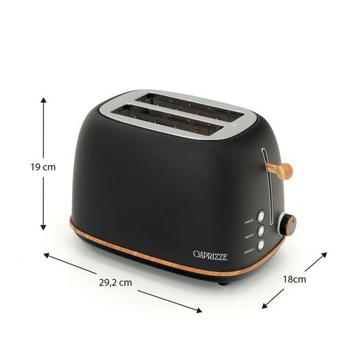 Toaster, 29,2 x 18 x 19 cm, aus Kunststoff und Edelstahl in Schwarz | Kollektion Kaito