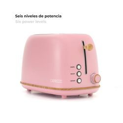 Tostadora, 29,2 x 18 x 19 cm, de plástico y acero inoxidable en rosa | Colección Kaito