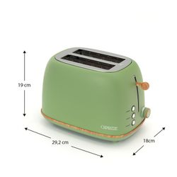 Tostadora, 29,2 x 18 x 19 cm, de plástico y acero inoxidable en verde | Colección Kaito