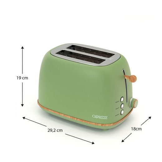 Tostadora, 29,2 x 18 x 19 cm, de plástico y acero inoxidable en verde | Colección Kaito