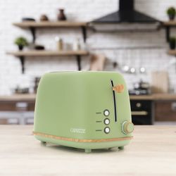 Tostadora, 29,2 x 18 x 19 cm, de plástico y acero inoxidable en verde | Colección Kaito