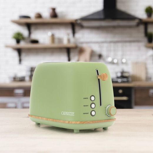 Tostadora, 29,2 x 18 x 19 cm, de plástico y acero inoxidable en verde | Colección Kaito