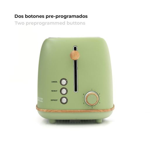 Tostadora, 29,2 x 18 x 19 cm, de plástico y acero inoxidable en verde | Colección Kaito