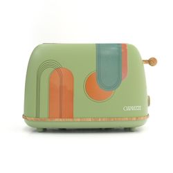 Tostadora con diseño de arco, 29,2 x 18 x 19 cm, de plástico y acero inoxidable en verde | Colección Kaito