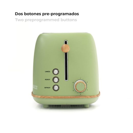 Tostadora con diseño de arco, 29,2 x 18 x 19 cm, de plástico y acero inoxidable en verde | Colección Kaito