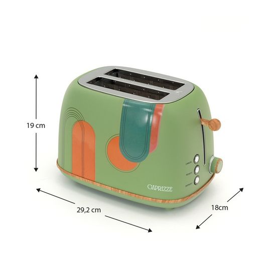 Tostadora con diseño de arco, 29,2 x 18 x 19 cm, de plástico y acero inoxidable en verde | Colección Kaito
