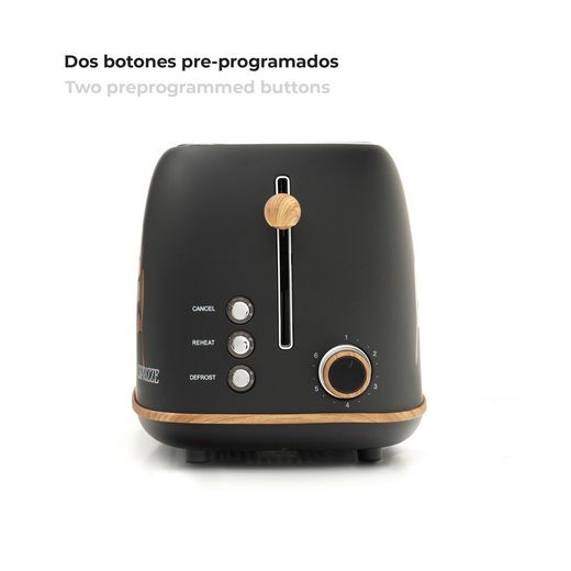 Tostadora con diseño de hojas, 29,2 x 18 x 19 cm, de plástico y acero inoxidable en negro | Colección Kaito