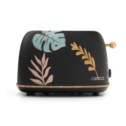 Tostadora con diseño de hojas, 29,2 x 18 x 19 cm, de plástico y acero inoxidable en negro | Colección Kaito