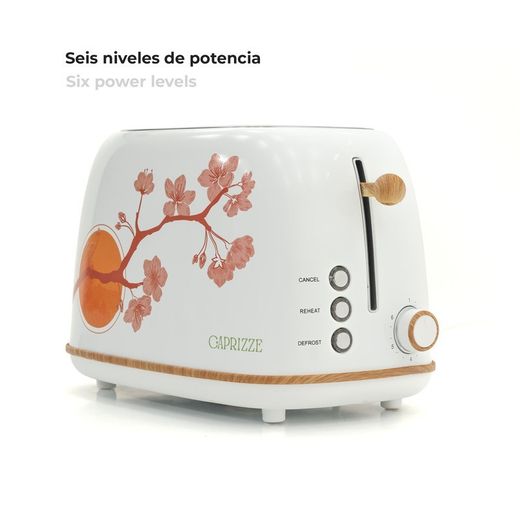 Tostadora con diseño japonés, 29,2 x 18 x 19 cm, de plástico y acero inoxidable en blanco | Colección Kaito