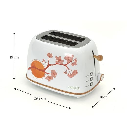 Tostadora con diseño japonés, 29,2 x 18 x 19 cm, de plástico y acero inoxidable en blanco | Colección Kaito