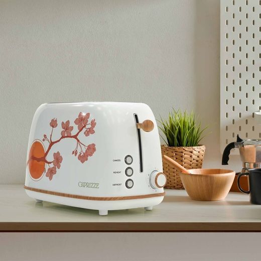 Tostadora con diseño japonés, 29,2 x 18 x 19 cm, de plástico y acero inoxidable en blanco | Colección Kaito