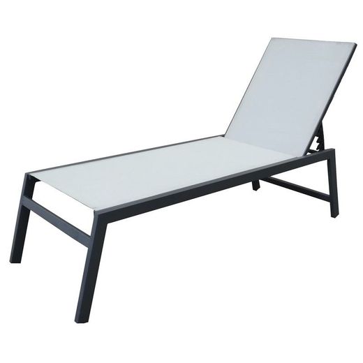 Lettino da giardino, 64 x 203 x 43 cm, in acciaio e textilene grigio | Collezione Pisa