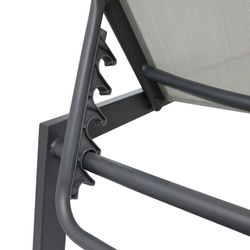 Lettino da giardino, 64 x 203 x 43 cm, in acciaio e textilene grigio | Collezione Pisa