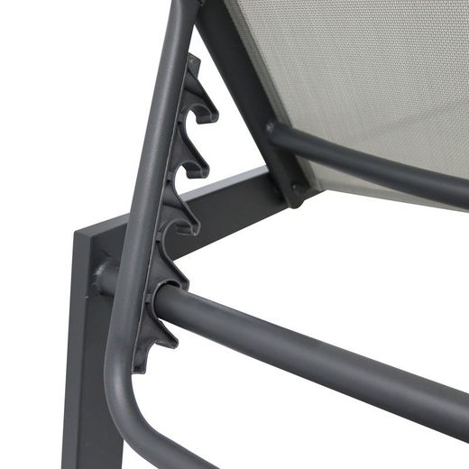 Lettino da giardino, 64 x 203 x 43 cm, in acciaio e textilene grigio | Collezione Pisa